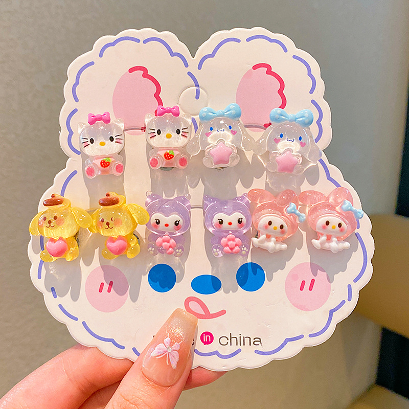 Sanliou niños dibujos animados orejetas colgantes para bebés 2024 nuevas niñas sin agujeros de orejas no lastimar orejas orejetas de niñas