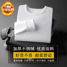 男士不倒绒加绒加厚保暖2025秋冬季长袖t恤圆领打底衫秋衣冬长袖