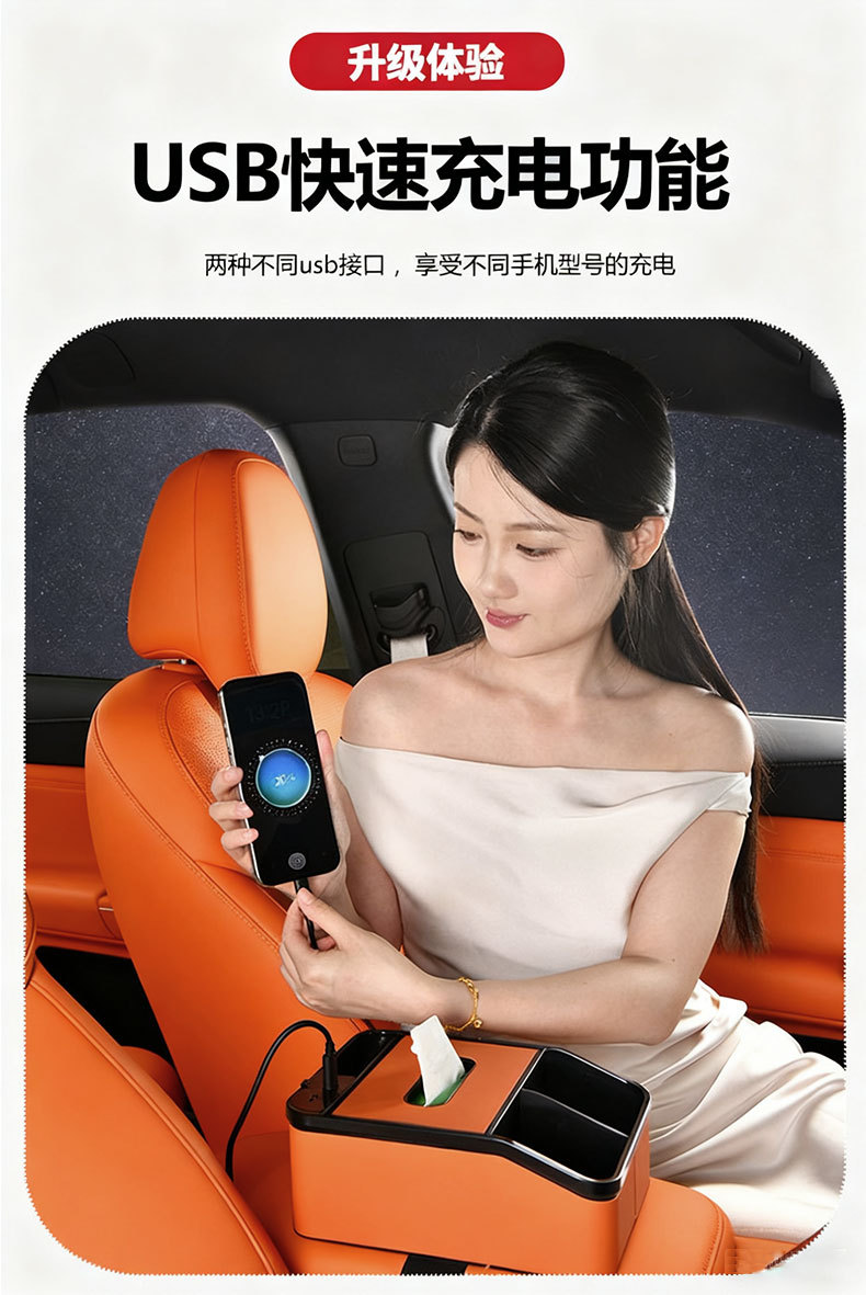 Car Armrest Box, Car Storage Box, Tissue Holder, Water Cup Holder, Multifunctional Simple Storage Box, In-Car Storage Supplies