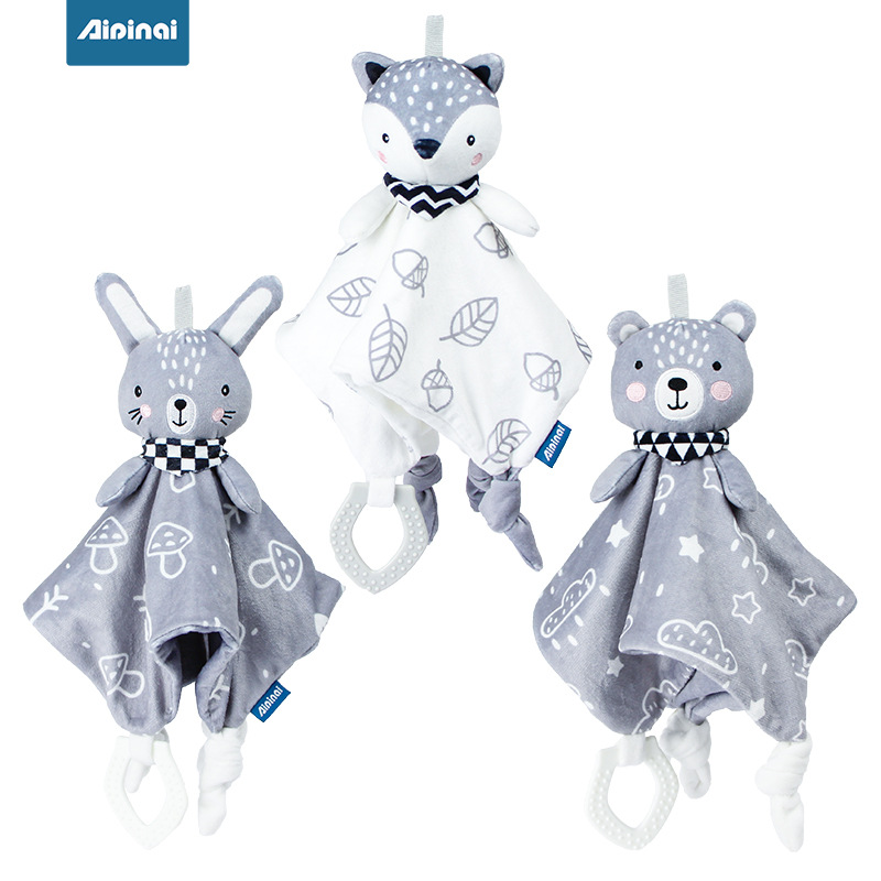 Aipinqi zorro nórdico toallas para dormir bebé toallas para dormir peluche animales juguetes para bebés al por mayor en stock image 6