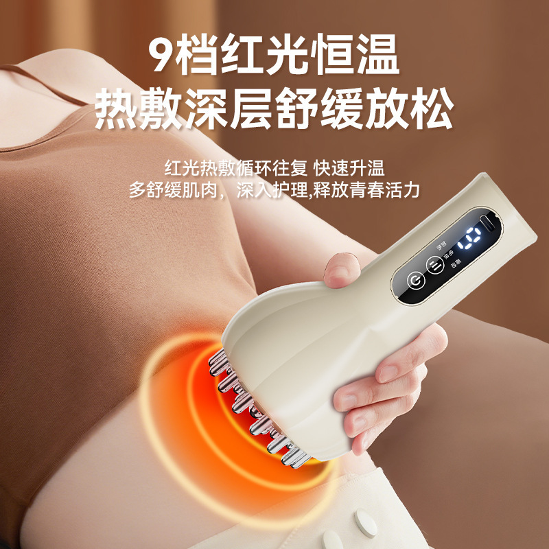 国境を越えたSaituo電動経絡ブラシスクレーピング器具は、お腹をスリムにし、加熱理学療法、全身一般ブラッシング腹部マッサージ器具を解消します。|undefined