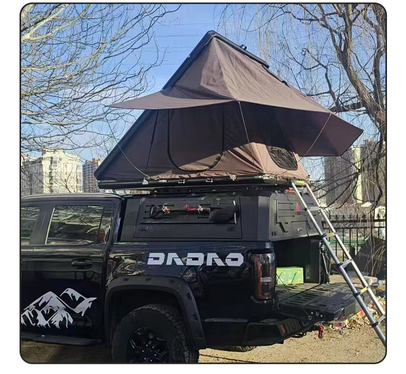 Hard-Top Alloy Car-Mounted Triangular Folding Helicopter Semi-Automatic Hydraulic Tent for Outdoor Self-Driving Camping
