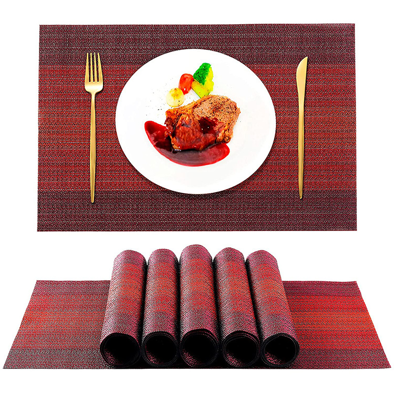 Amazon Teslin gradiente placemat decoración del hogar de PVC occidental placemat tazón estera montaña para Hotel Cafe