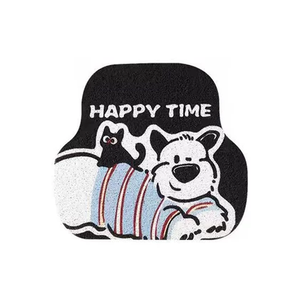 Easy to Clean, Avtomobil döşəmə paspasları - black-background-puppy-single-rear-row-silk-loop-5050cm