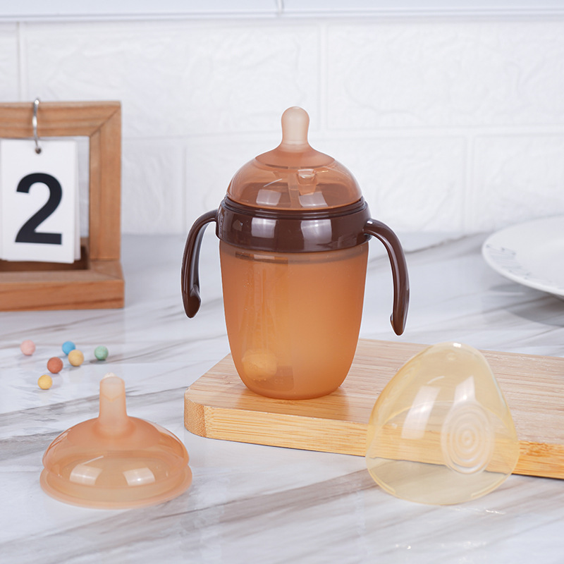 Silicone Bottle, Straw Cup, Learning Drinking Cup, Multi-Purpose Baby Anti-Flatulence Wide Diameter Bottle 180 and 300ml