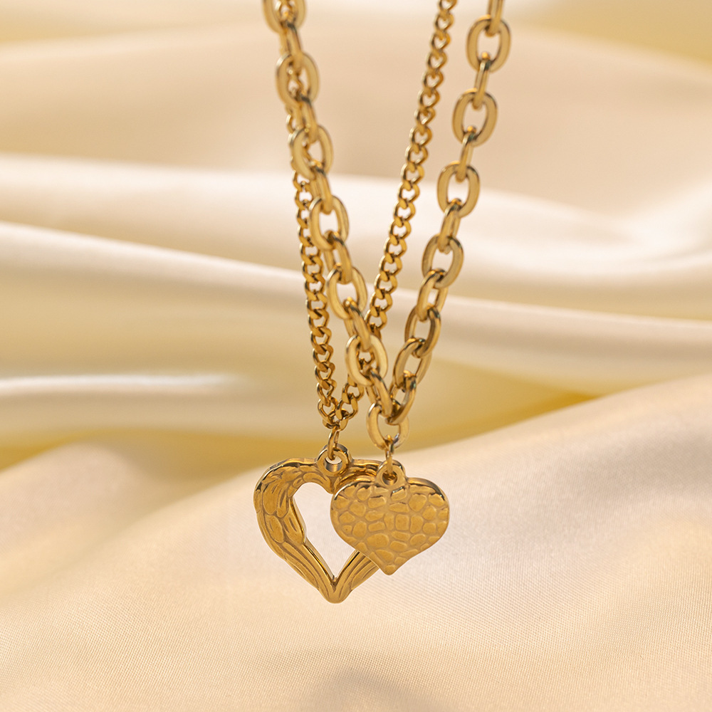 8g Weight PVD Coated Gold Plating Process 18K Real Gold Plated Plating Material 304 Stainless Steel Pendant Material Layered Necklaces, Pendant Necklace Classification 304 Stainless Steel Chain Material Paperclip Chain, cable chain, Twisted Rope Chain Chain Type 1 Piece Quantity Casual, Daily, Date Occasion 304 Stainless Steel Material Heart Shape Pattern Women's Gender Sweet, IG Style Style Plating Craft Heart Shape Titanium Steel Sweet IG Style Layered Necklaces Pendant Necklace 32
