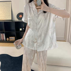 8156# 春夏新款睡衣女冰雪丝短长甜美可爱休闲家居服套装