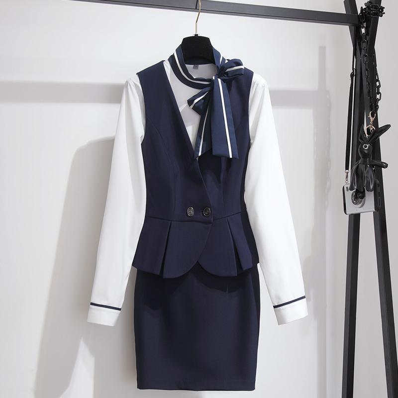 Stewardess Uniform Skirt, Fashionable Elegant, Hotel Front Desk Beautician, Jewelry Store Work Clothes, Women's Spring and Summer Professional Suit