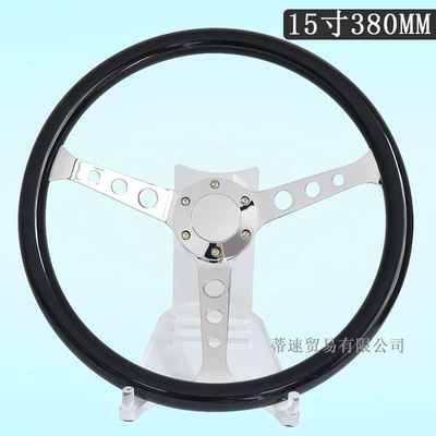 Factory Direct Sales Car Modification Glossy Black Round Hole Steering Wheel 15inch Electroplated Universal Racing Steering Wheel 380mm