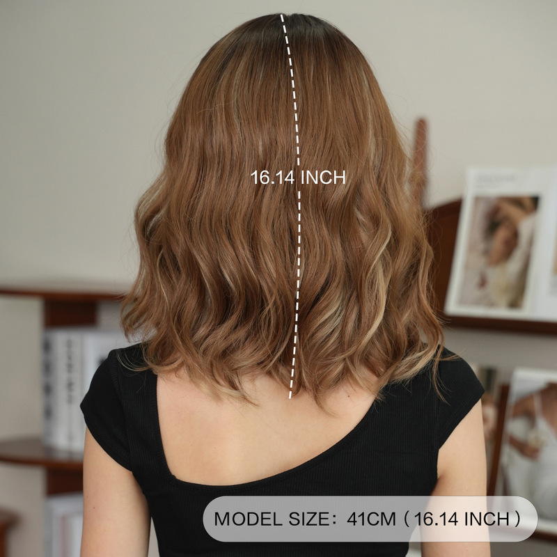 ショートヘアの女性用ウィッグ、パリ風ペイント染めショートカーリーヘア、フルヘッドギア、ナチュラルショートヘア、おしゃれなボブヘア、フルヘッド|undefined