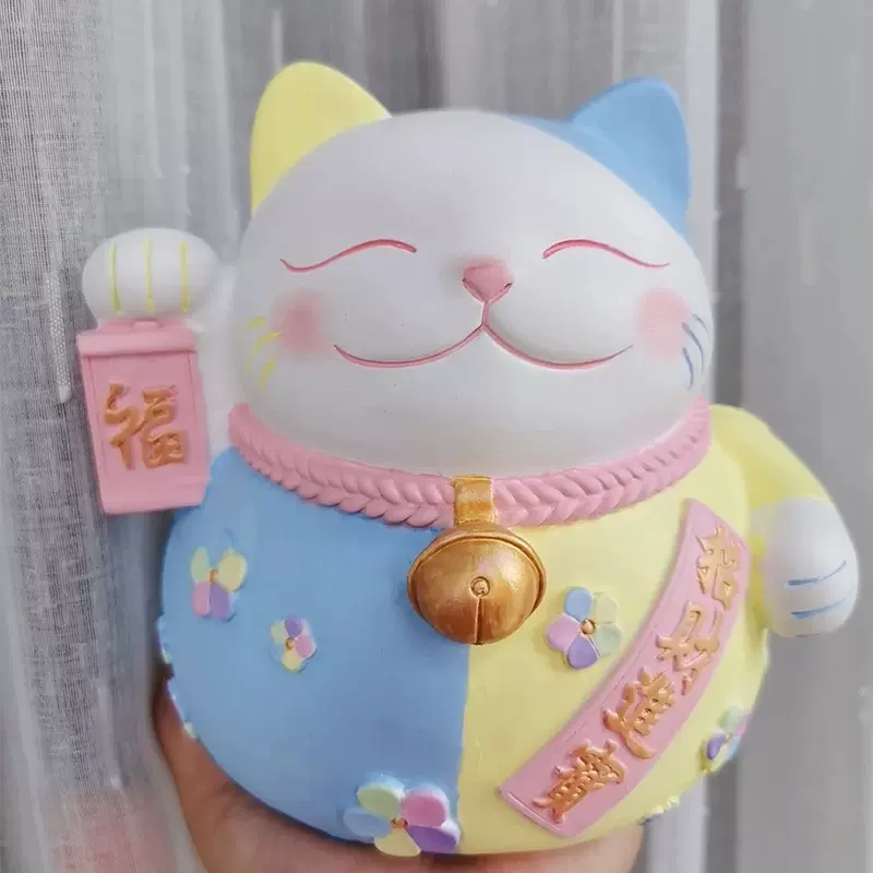 手工diy搪胶娃娃招财猫彩绘存钱罐白胚非石膏涂鸦儿童地摊玩具批