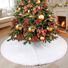 L 78555 Christmas Tree Skirt White Fluffy ��ɫë�q��ȹ
