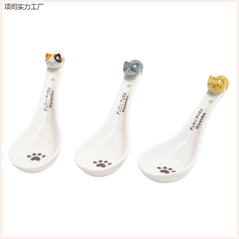 Ceramic cute children's creative three dimensional spoon for home use for food, high quality tableware