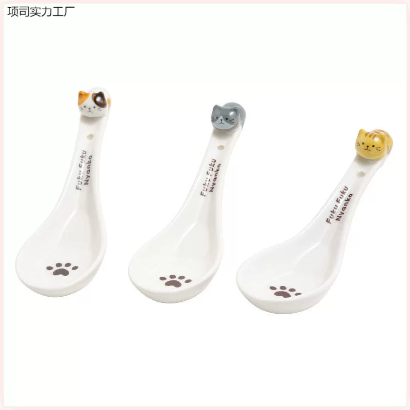 Ceramic cute children's creative three dimensional spoon for home use for food, high quality tableware