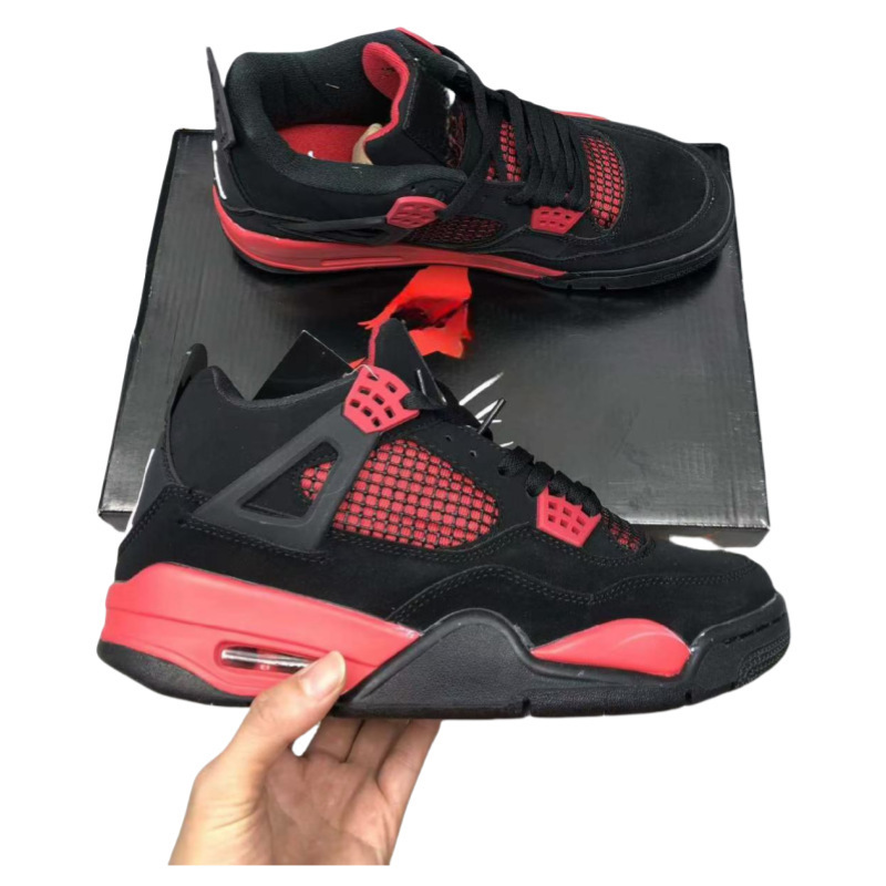 Men's and Women's Aj4 Basketball Shoes Student White Cement Black Blue Knight Orange Brown Black Red Bull Mid-Top Men's Shoes