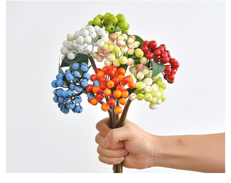 Foam Mini Red Berries Blueberries Fake Flowers Fortune Fruit Flower Wall Decoration Artificial Berry Branches_maomaolike.com