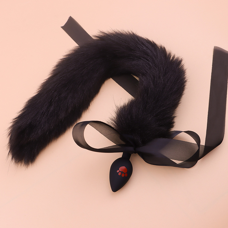 Cat Claw Anal Plug with 40 cm Fox Tail and Pink Bow — detail image 11