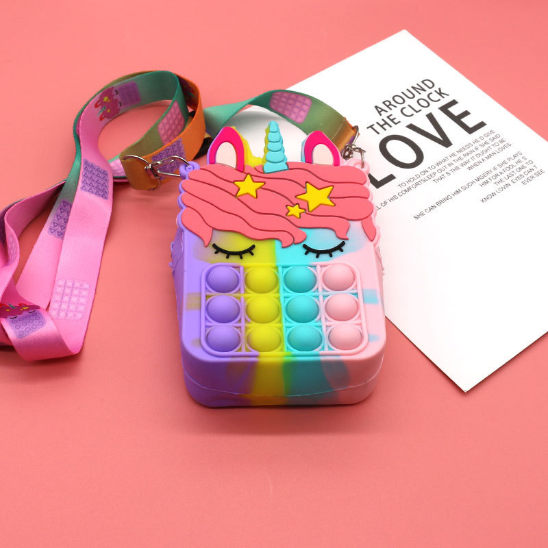 Ratón asesino pionero moneda monedero bolso de los niños de dibujos animados lindo presionando bolsa de silicona unicornio hombro crossbody gato bolsa