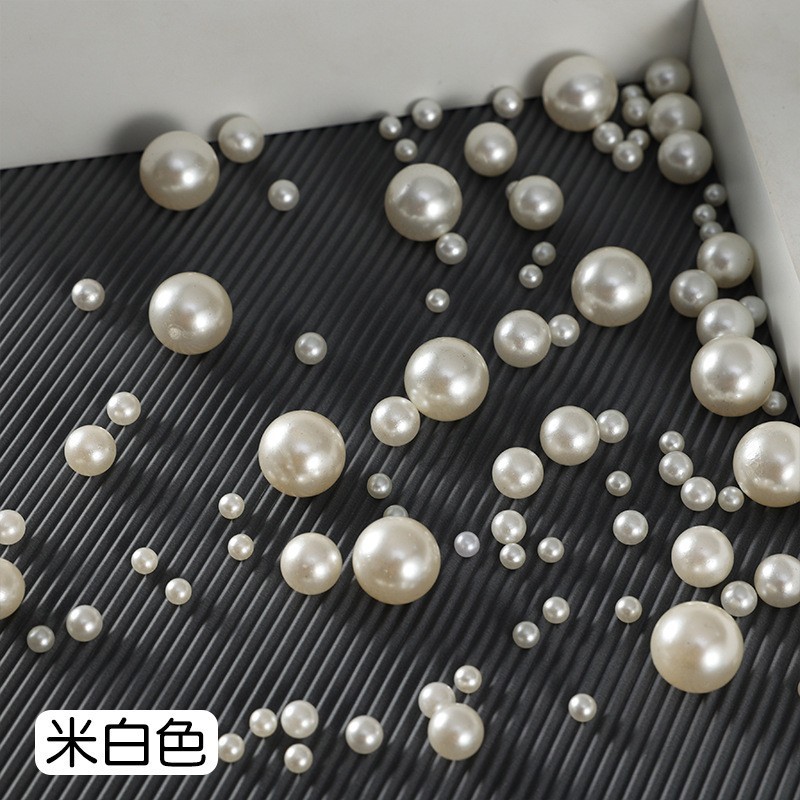 ABS无孔半面高亮仿珍珠圆珠diy手工制作材料发夹散珠饰品点钻配件|undefined