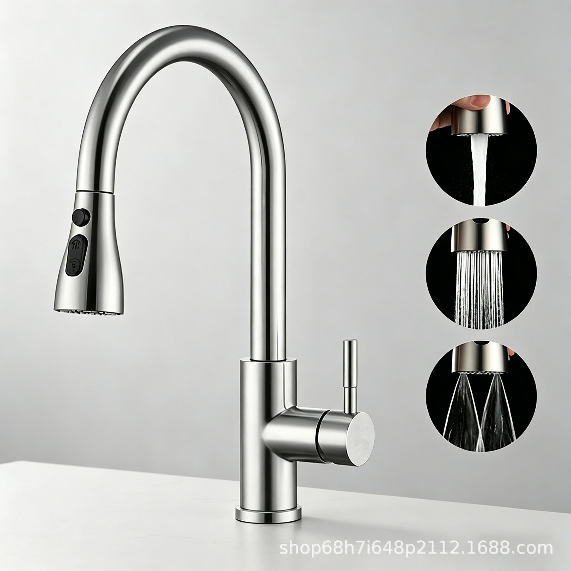 Grifo Extraíble de Cocina 360° de Acero Inoxidable 304 para Agua Fría y Caliente