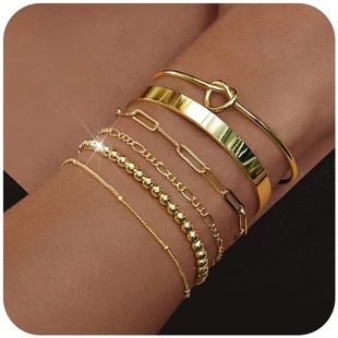 Brass fashionable universal bracelet, set, European style