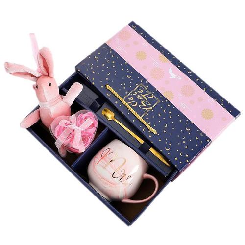 Marbled ceramic mugs for couples, Amazon ceramic mug gift box, wedding gift cup and spoon