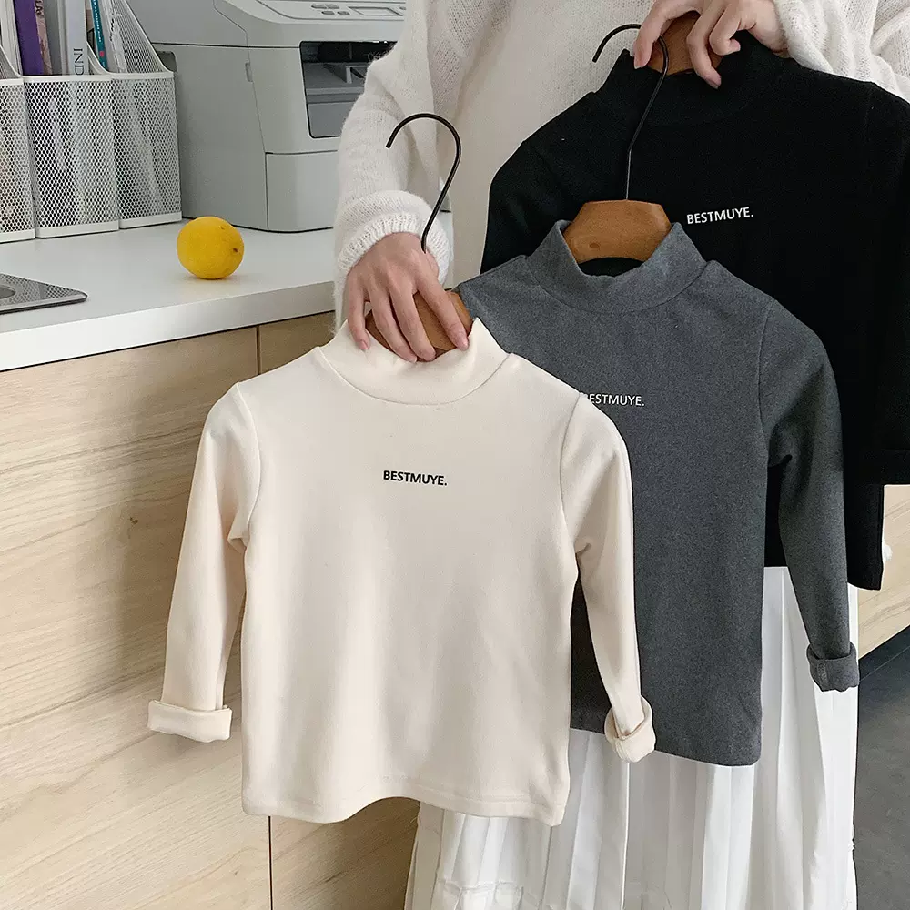 木野秋冬打底衫湖州织里童装儿童服饰男女童百搭半高领长袖上衣潮