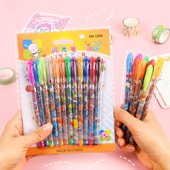 Creative colorful flashing pens, cartoon student DIY handmade journaling pens for highlighting and marking, sparkling and shiny jelly pens.