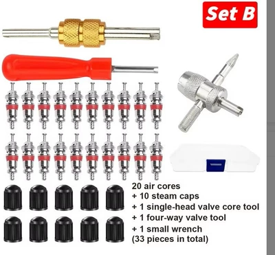 valve Valve Core Installation Tool - 33-piece-set-b-valve-core-is-silver