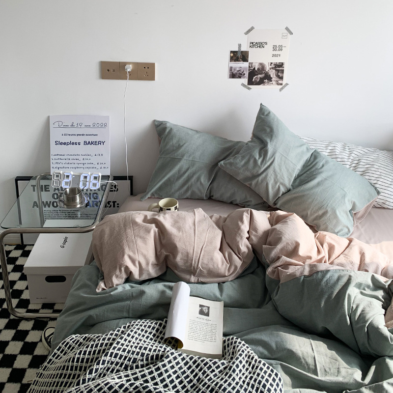 2023 Nuevo estilo INS de doble pieza de cuatro piezas conjunto 1,2 m hoja de cama sábana ajustable de tres piezas conjunto de cama de Estudiante