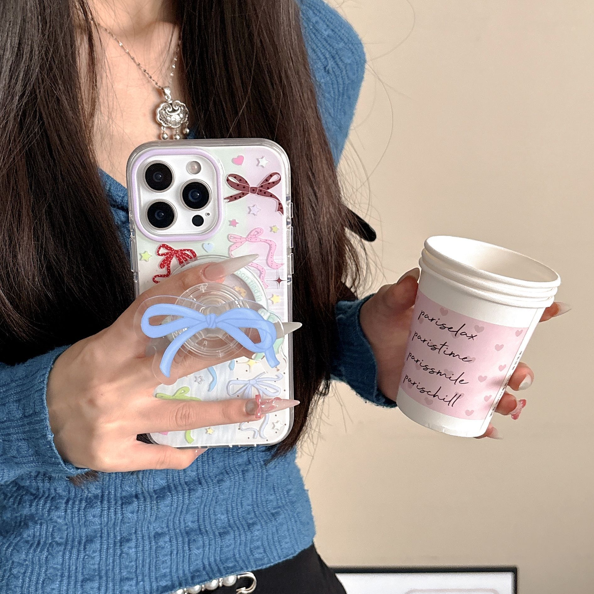 Corazón de niña arco de color para Apple 15ProMax funda para teléfono móvil 16Pro atracción magnética 14/13 simple 16PM