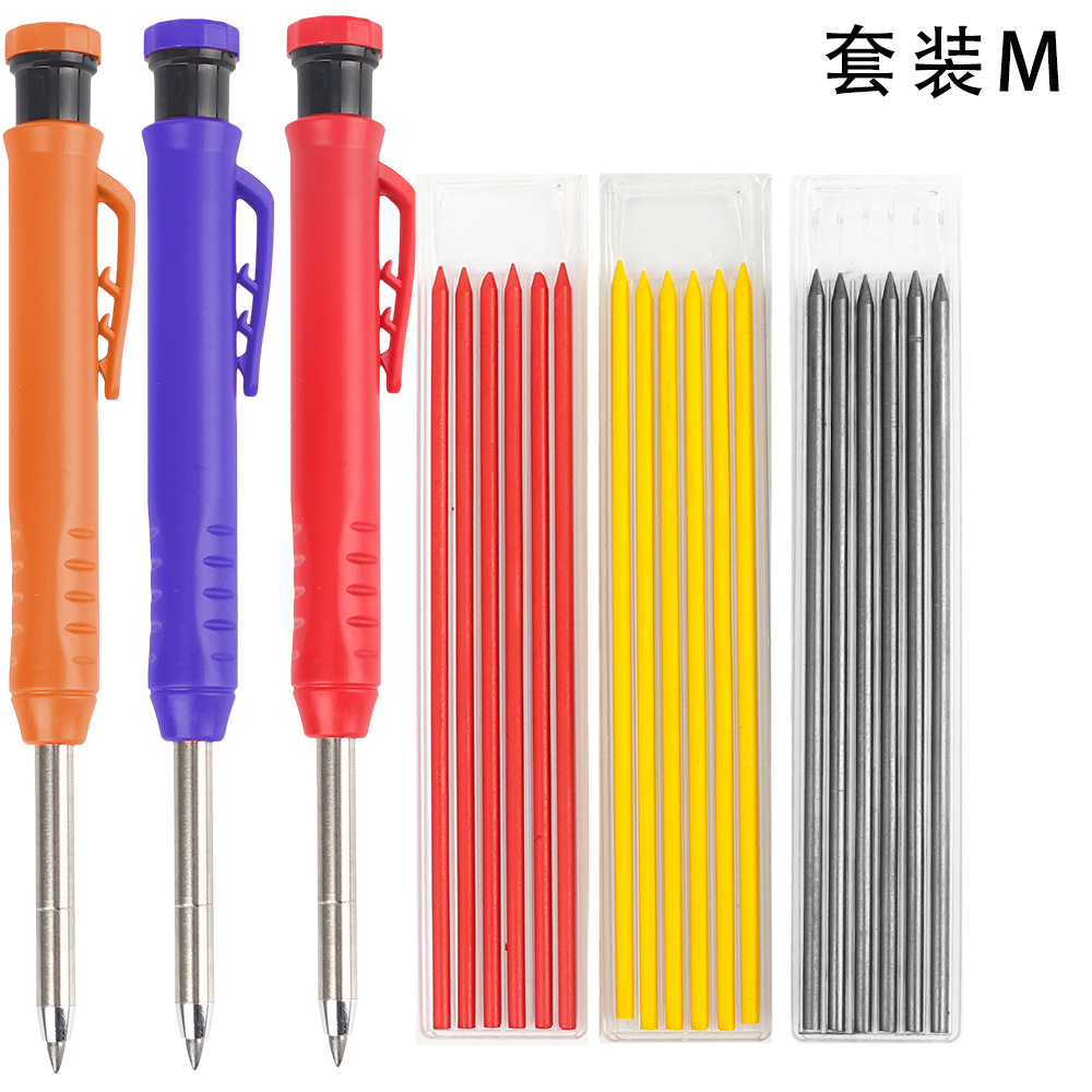 Lápiz agujero profundo carpintería pluma móvil carpintería pintura ingeniería pluma ajustable marcado grafito recarga con pelador