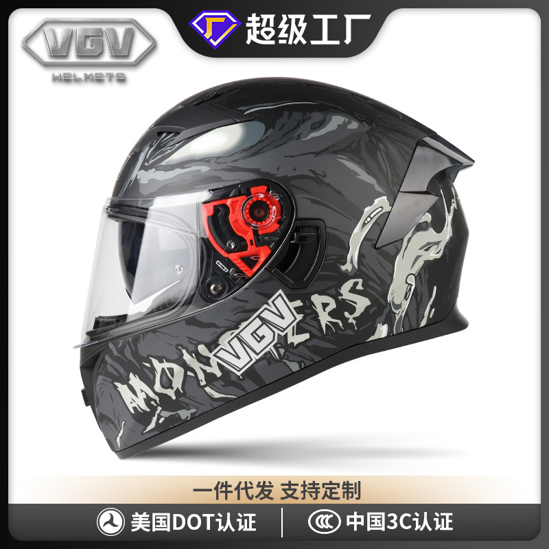 [En stock] Casco de motocicleta certificado 3c Casco completo para hombre Casco de seguridad de motocicleta de cuatro estaciones de doble lente de invierno
