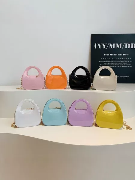 Mini acrylic crossbody bag, crescent shape, children's lipstick bag, coin purse, fashionable new small size in macaron colors