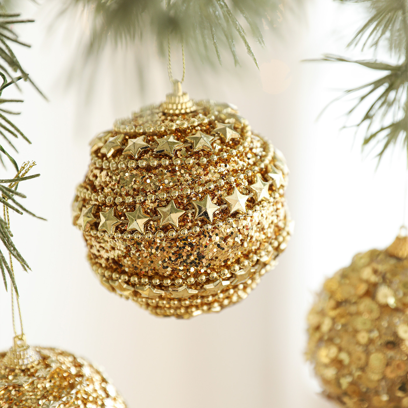Nuevo oro espuma bola de Navidad colgante polvo brillante polvo adhesivo árbol de Navidad colgante bola decoración colgante diseño