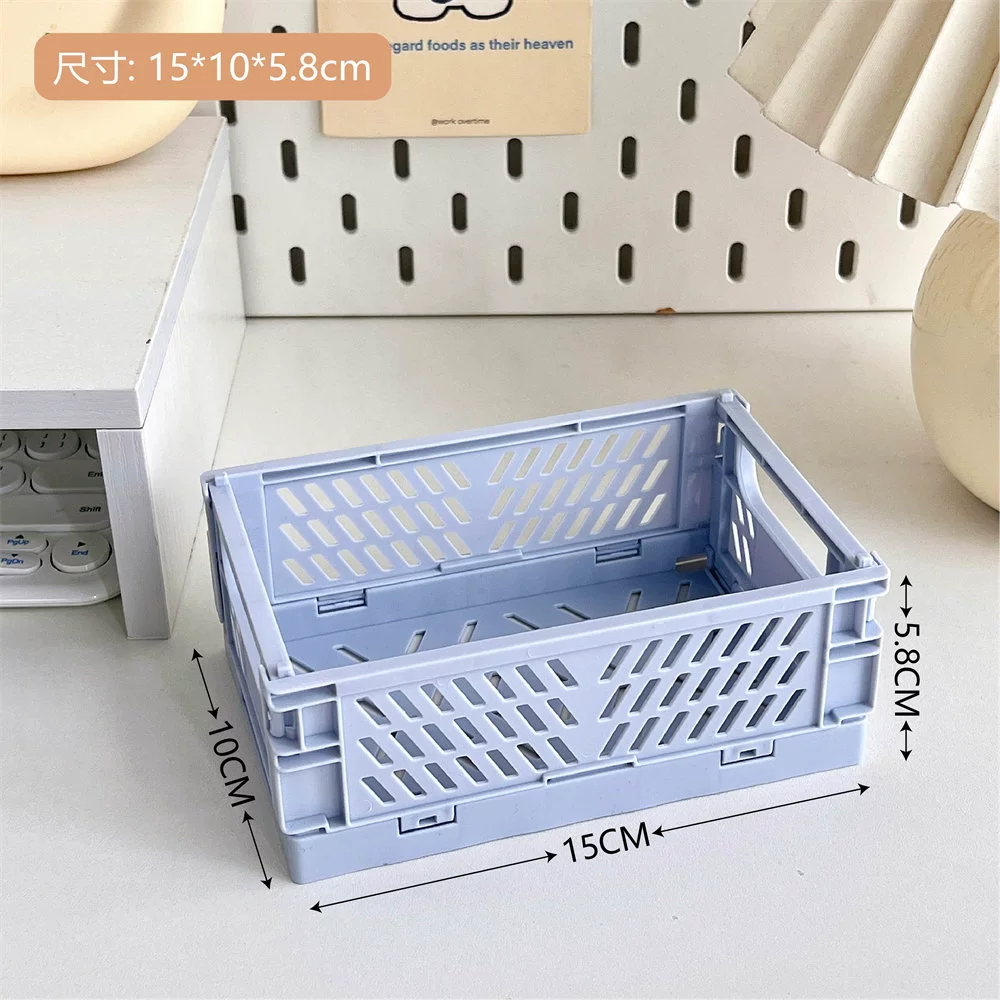 Foldable plastic storage box, table organizer 25.4×16.6×2.1 cm, lightweight multipurpose