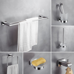 304不鏽鋼亮光毛巾架套裝浴室衛生間置物架毛巾杆單杆衛浴掛件廠