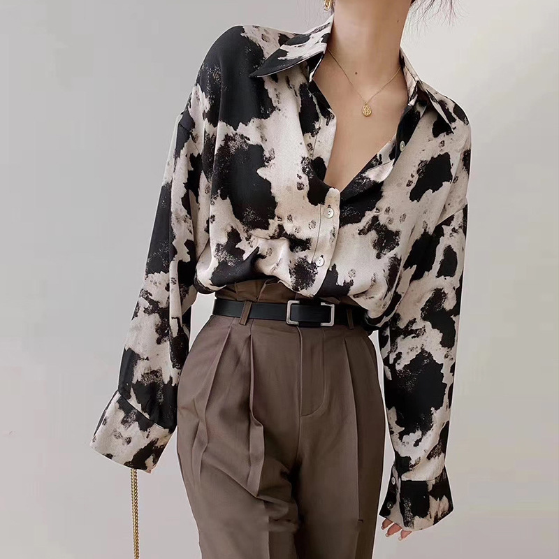 Versatile Women's Shirt for Summer Outer Wear, Light and Mature Leopard Print Top, Long-Sleeved Shirt, Niche Design with Temperament Versatile Women's Shirt for Summer Outer Wear, Light and Mature Leopard Print Top, Long-Sleeved Shirt, Niche Design with Temperament