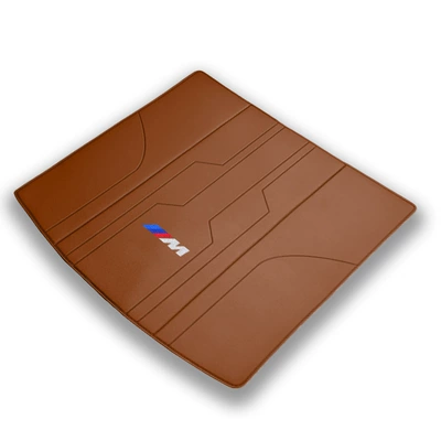 Tail Box Mat, Custom Fit, Trunk Mat - microfiber-leather-bentley-brown-m-label-bmw-z4-trunk-mat