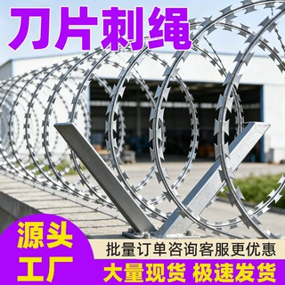 刀片刺绳防护网不锈钢刺丝滚笼带刺铁丝网围墙防盗网热镀锌防爬刺