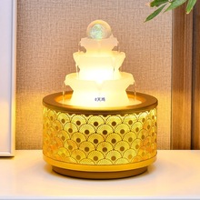 八方来财倒流水摆件水晶球喷泉桌面循环长流水生财风水轮