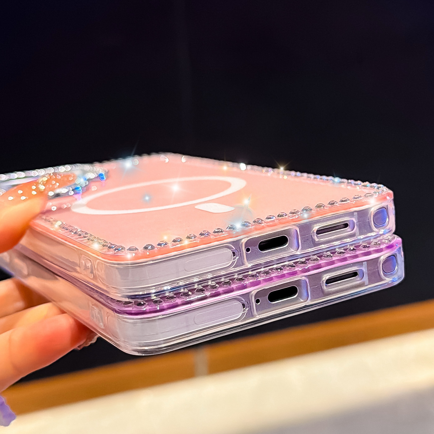 适用三星S26ultra手机壳N52高斯磁吸s25plus奢华闪钻爱心S24跨境