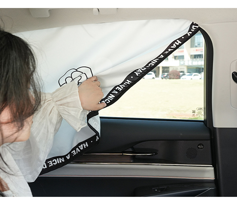 Black and white camellia car sunshade curtain light luxury simple car shading anti-peep privacy curtain car heat insulation sunscreen curtain