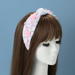 跨境熱賣寬邊打結髮箍高顱頂水鑽頭箍高級感洗臉頭箍輕奢氣質發卡