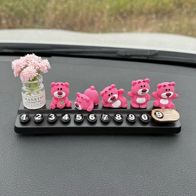 Nömrəli dayanma kartı | Car Decoration - 5-strawberry-bears-babys-breath-vase-black-aromatherapy-license-plate