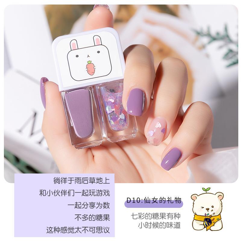 Géminis a base de agua esmalte de uñas hornear-libre de larga duración de secado rápido tearable desnudo transparente inodoro esmalte de uñas al por mayor