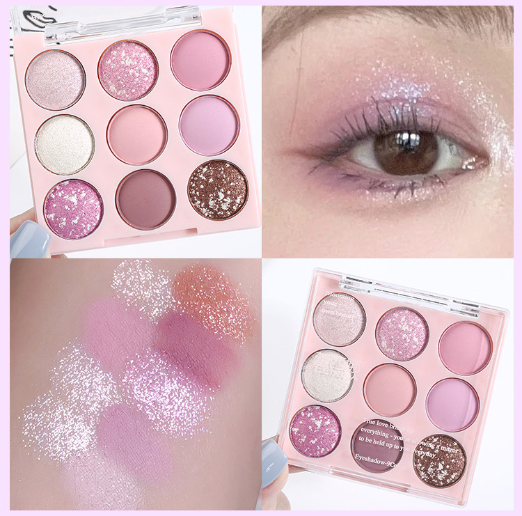 Ice cream eyeshadow palette, pure nine-color pearlescent, matte, glossy, ground color, glitter, sequins, beginner's blush, high-gloss nine-grid undefined