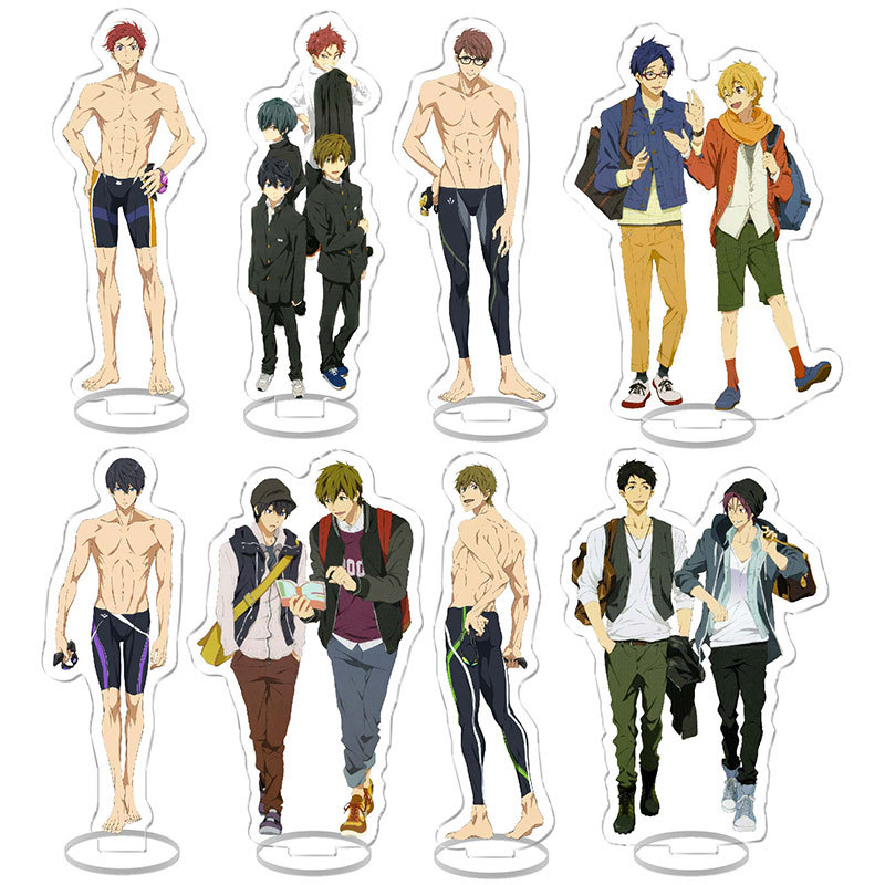 Free!男子游泳部動漫周邊立牌七瀨遙橘真琴松岡凜葉月渚桌面擺件