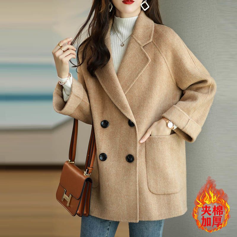 毛呢外套女2025秋冬季新款小个子加厚韩版修身气质中长款呢子大衣|undefined
