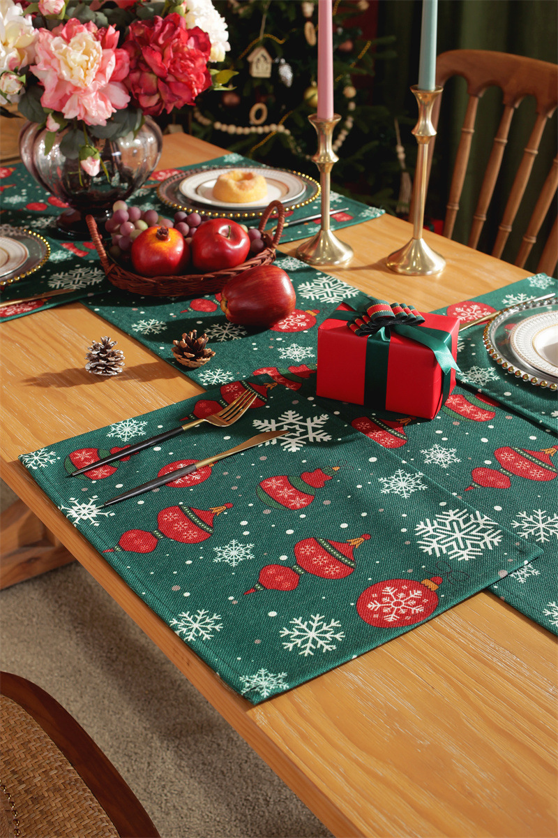 Runner da tavola natalizio stampato in policotone albero di Natale fiocco di neve tovaglietta tovagliolo tovaglia decorativa_voghion.com